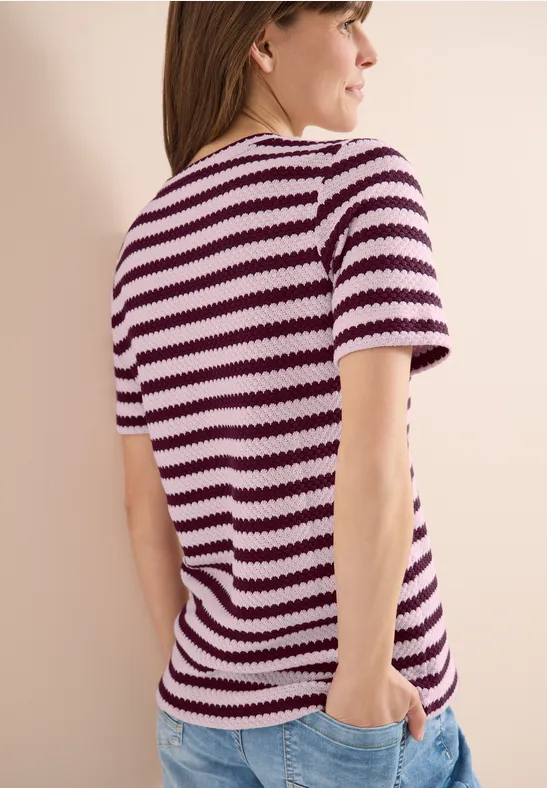 CECIL Shirt mit Rundhals im Ajour-Look günstig online kaufen