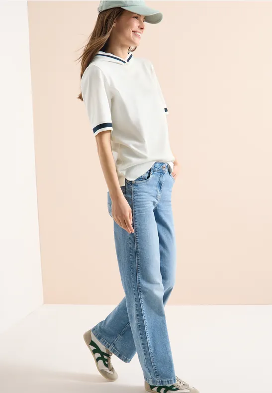 CECIL Kurzarm Shirt mit Kapuze und Rippdetails günstig online kaufen