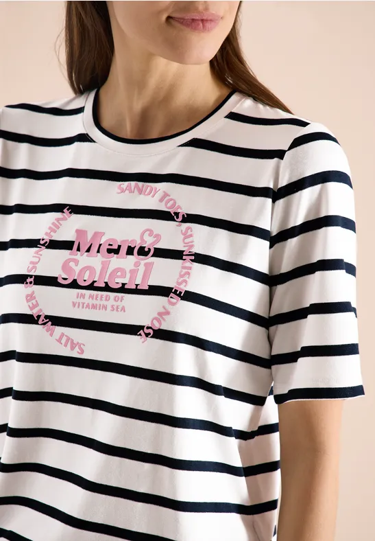CECIL Kurzarm Shirt mit Rundhals und Streifen günstig online kaufen