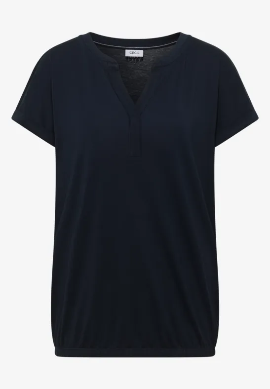 Thumbnail - Cecil Damen Shirt mit Split Neck im Tunika-Look in Blau, Gr: XL