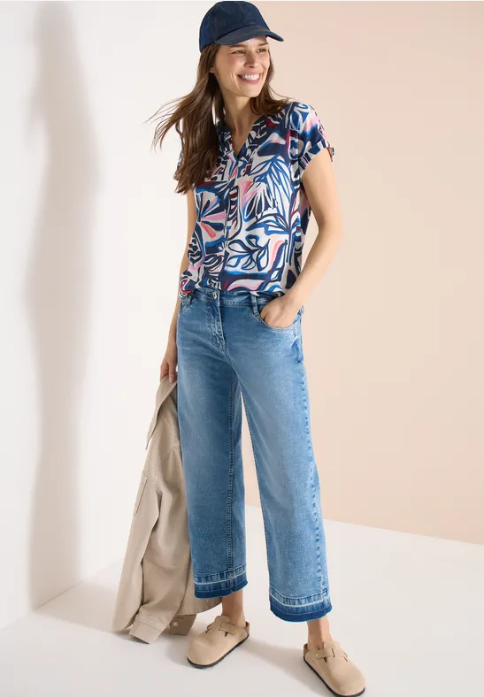 CECIL T-Shirt mit Split Neck und Grafikprint günstig online kaufen