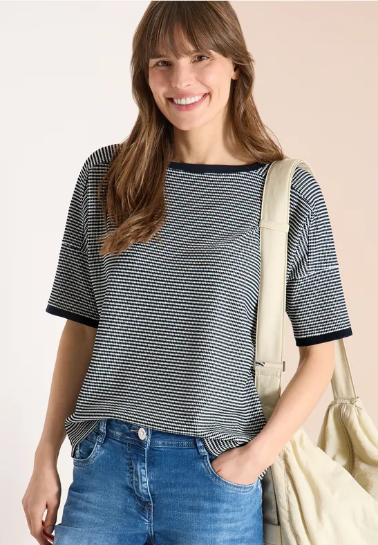 CECIL Shirt mit Boatneck und Struktur günstig online kaufen