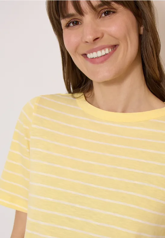 cecil Shirt U-Boot-Ausschnitt Streifen Organic Cotton Gelb