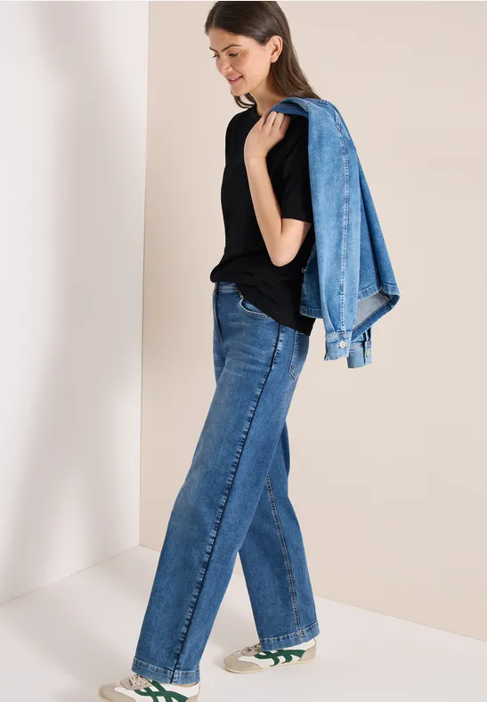 Thumbnail - Cecil Damen Kurzarm T-Shirt mit U-Boot-Ausschnitt in Schwarz, Gr: XXL