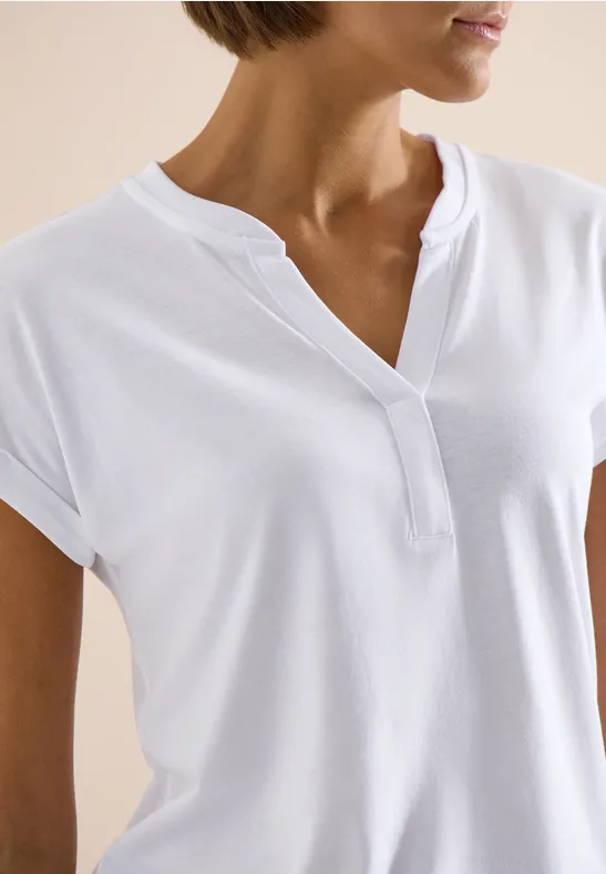 cecil Kurzarm Shirt Tunika-Look Organic Cotton-Modal Weiss
