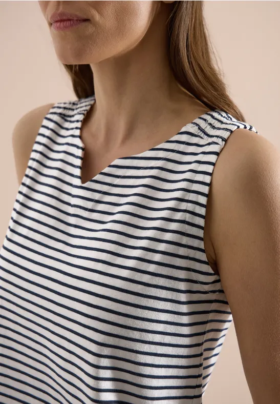 Top mit Split Neck und Streifen