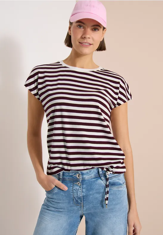 T-Shirt mit Boat Neck und Streifen