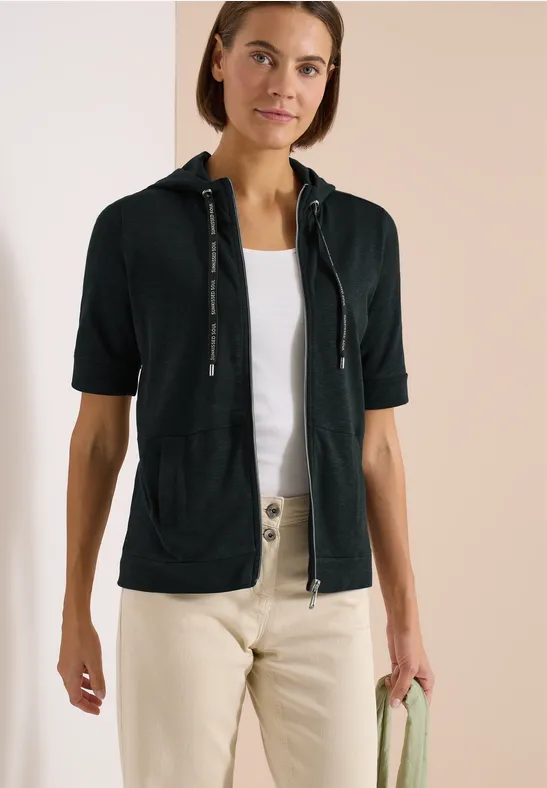 cecil Jacke Kurzarm Hoodie Zipper 50% Baumwolle/50% Modal Grün