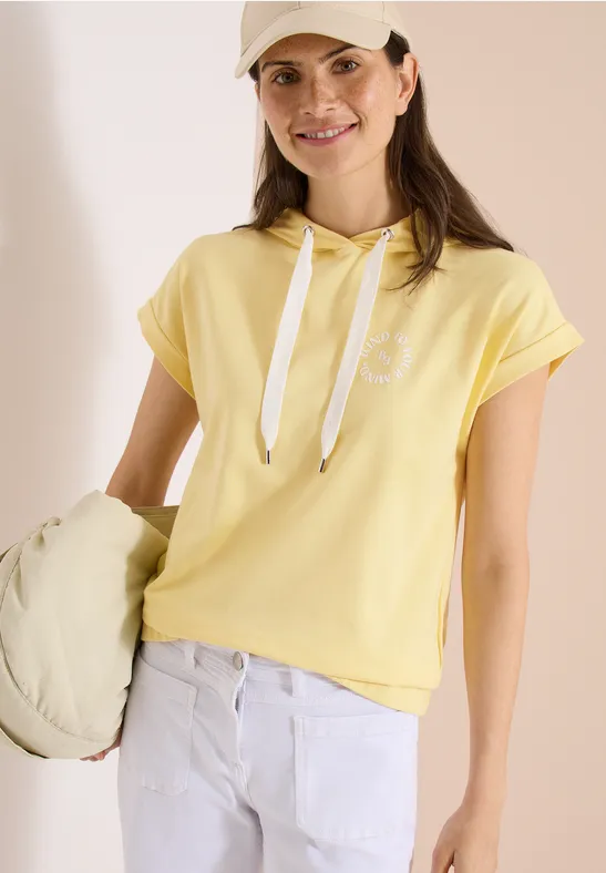 cecil T-Shirt Hoodie Printdetail Baumwolle-Modal Gelb