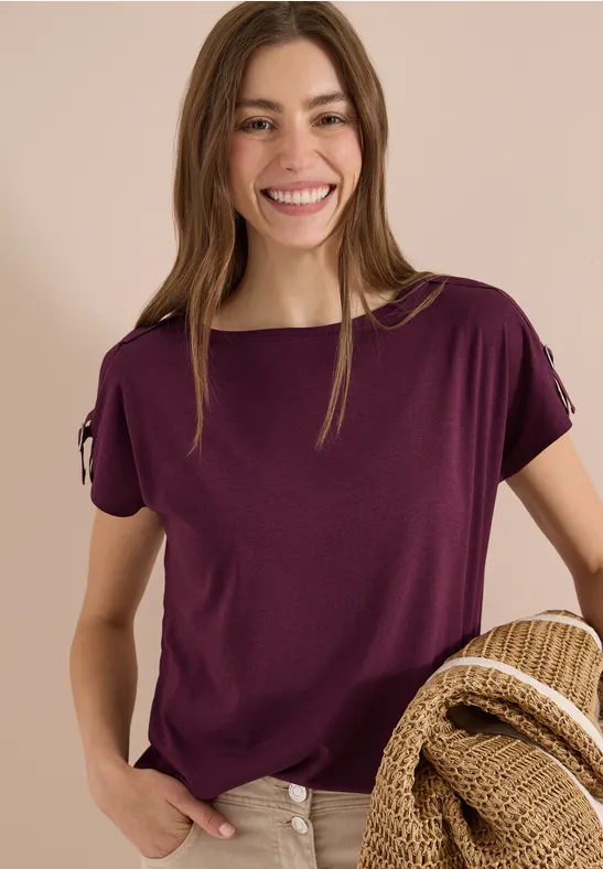 cecil Shirt Kurzarm Schnallendetail Baumwolle-Modal Rot