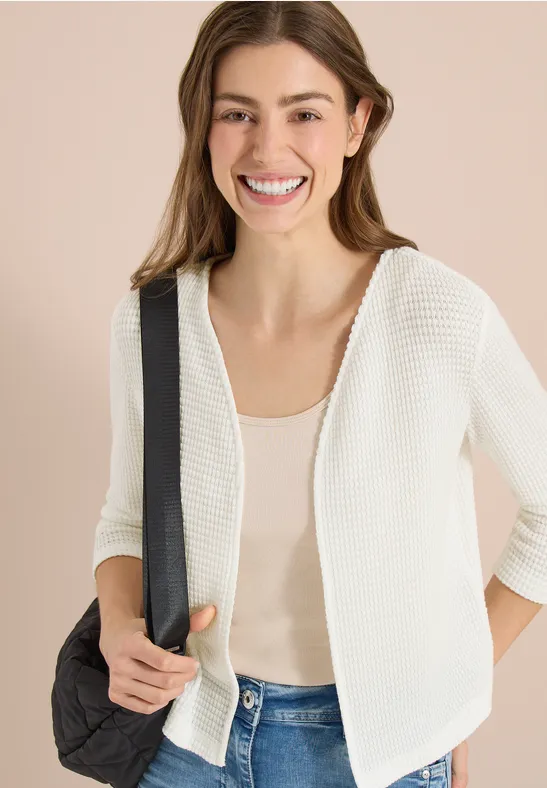 Offene 3/4-Arm Jacke im Ajour-Look