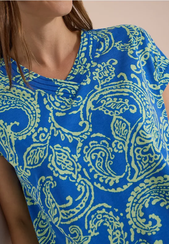 cecil V-Neck T-Shirt Print Blau
