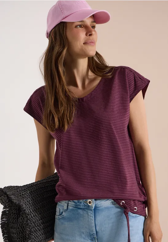 cecil Dropped Shoulder Shirt Cut-Out Baumwolle-Polyester Rot