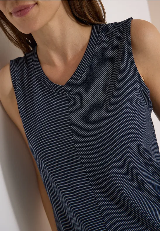 cecil Top V-Neck Streifen Baumwolle Blau