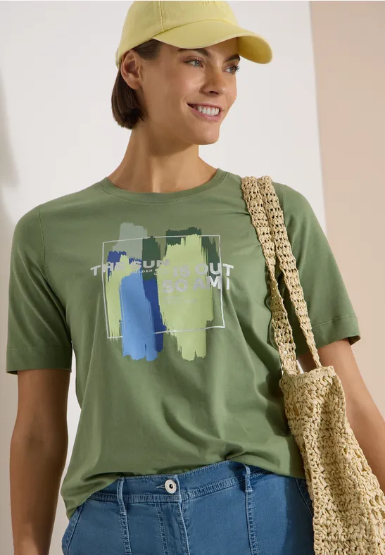 Shirt met ronde hals en opdruk aan de voorkant