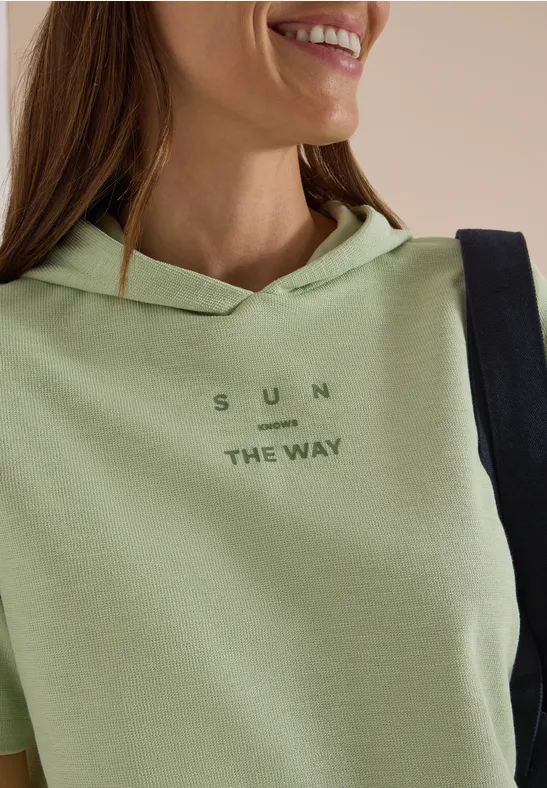 Kurzarm Shirt mit Kapuze und Wording