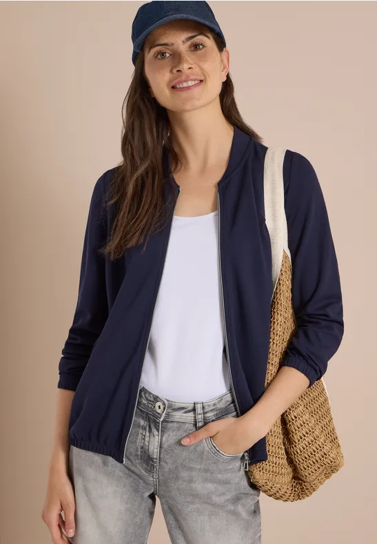 Langarm Jacke mit Rundhals und Zipper