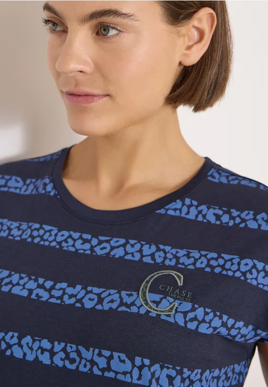 Shirt met ronde hals en luipaardstrepen