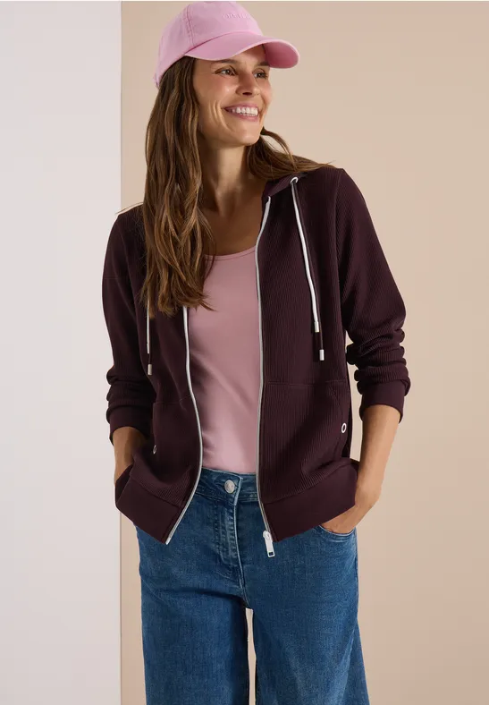 Langarm Jacke mit Kapuze und Struktur