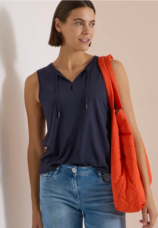 Top mit Split Neck und Bändern