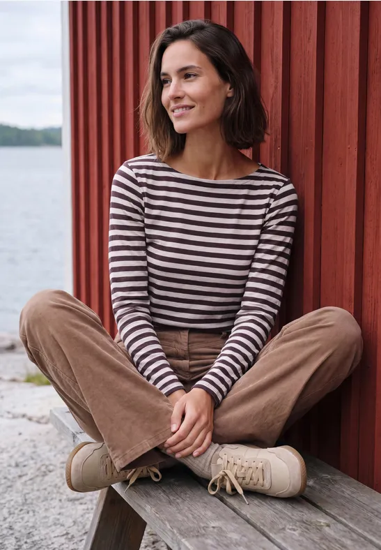 Longsleeve met boothals en strepen