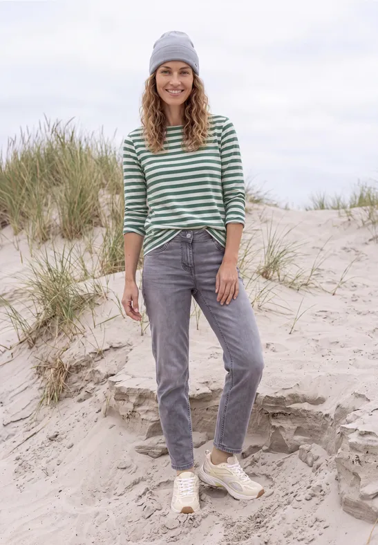 Longsleeve met boothals en strepen