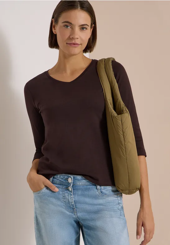 Shirt met 3/4-mouwen en V-hals