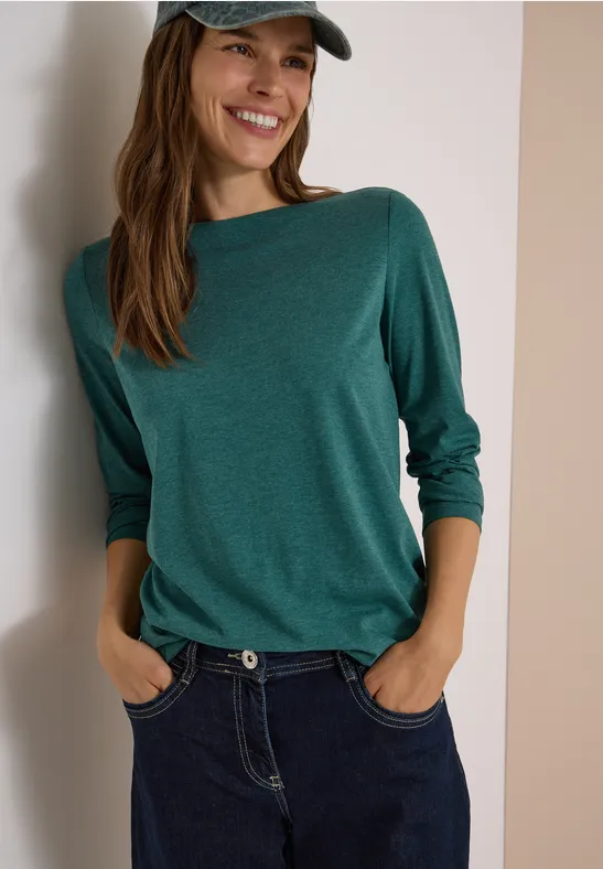 Shirt met lange mouwen en boothals