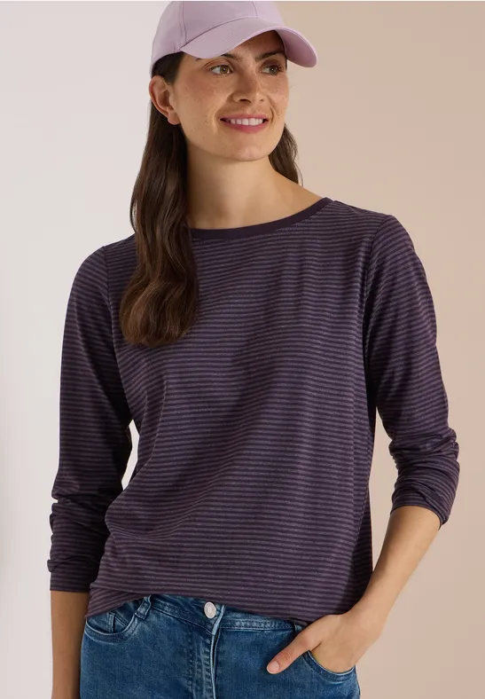 Longsleeve met boothals en strepen