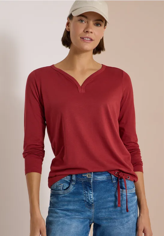 Shirt met split in de hals in tuniekstijl