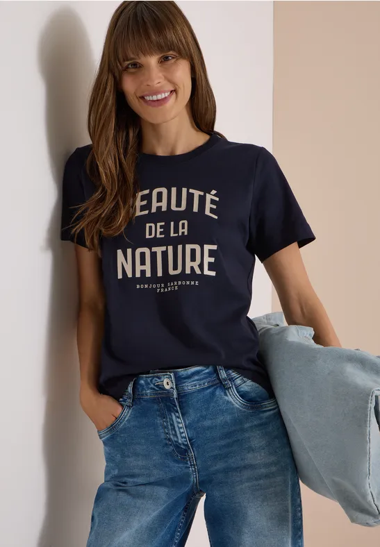 T-Shirt mit Rundhals und Wording