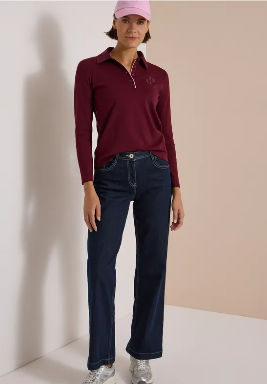 Langarm Poloshirt mit Knöpfen