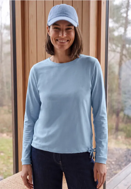 Shirt met lange mouwen en trekkoord aan de zoom