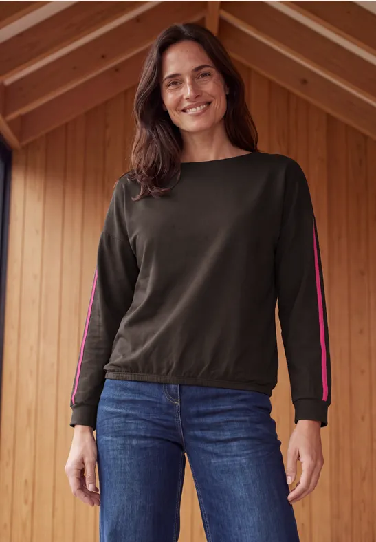 Sweat col bateau avec détails en bandes