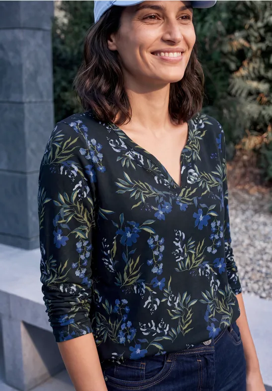 Shirt met lange mouwen in tuniekstijl met print