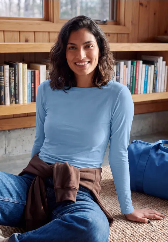 Effen shirt met lange mouwen en een boothals