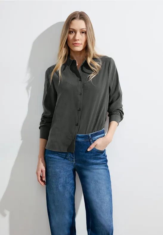 cecil Bluse Hemdkragen Knopfleiste Modal-Polyester Grün