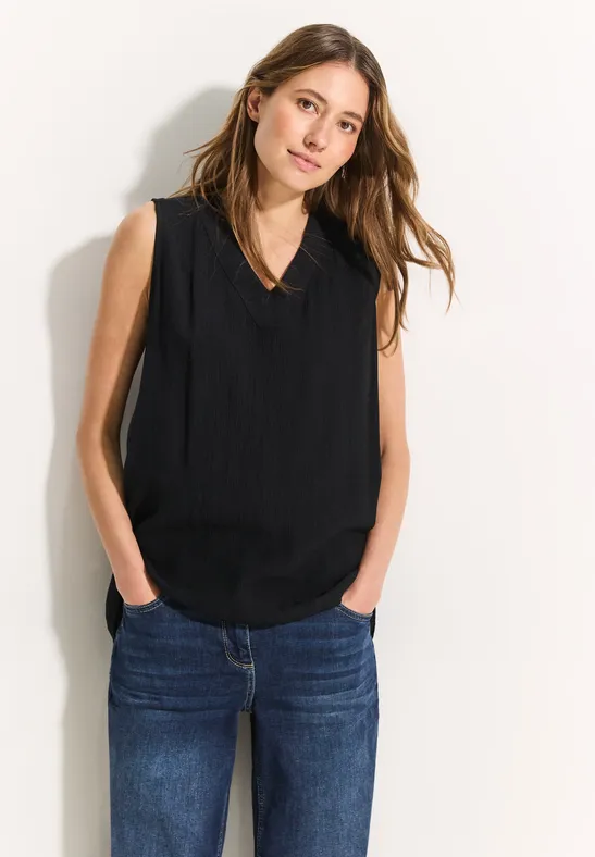 cecil Blusentop Struktur Viskose-Nylon Schwarz
