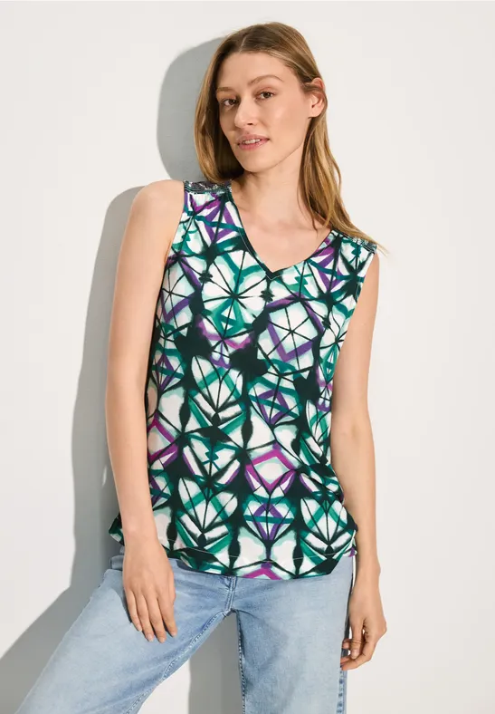 cecil Bluse Smock-Detail Viskose Weiß