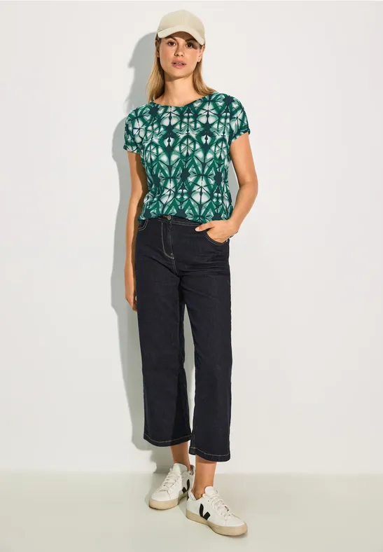 Cecil Dames Bedrukte T-shirt blouse in Groen, Gr: XL
