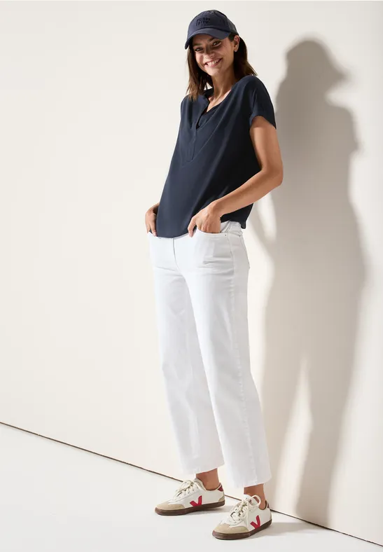 Thumbnail - Cecil Damen Bluse in Unifarbe in Blau, Gr: S