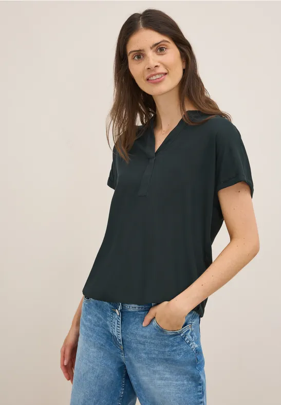 Thumbnail - Cecil Damen Bluse in Unifarbe in Grün, Gr: M