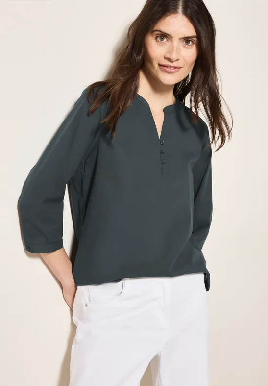 cecil Tunika Schlitzen Ausschnitt 3/4-Ärmel Baumwolle Grün