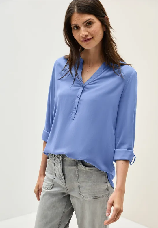 Thumbnail - Cecil Damen Bluse in Unifarbe in Blau, Gr: M