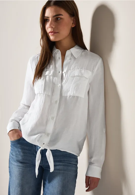 Thumbnail - Cecil Damen Bluse mit Knoten am Saum in Weiß, Gr: XL