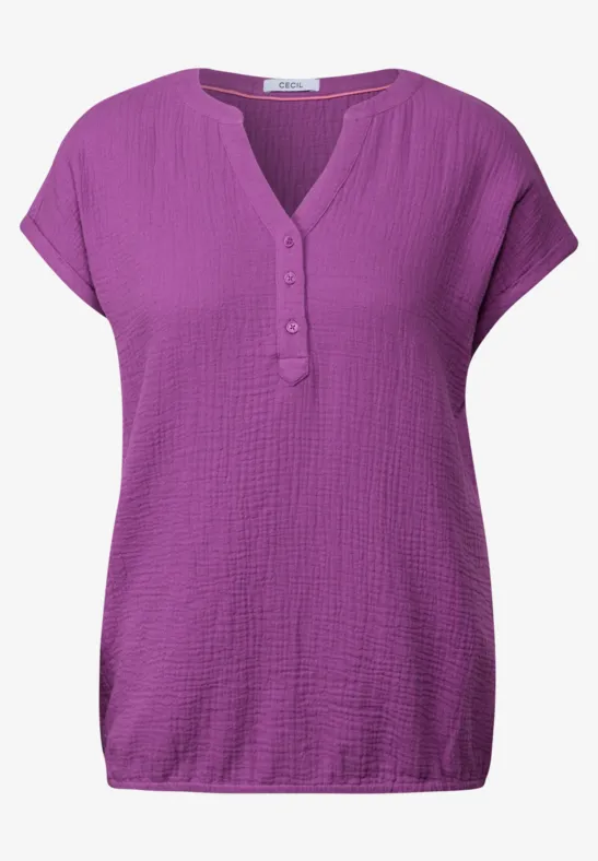 Thumbnail - Cecil Damen Musselin Kurzarmbluse in Pink, Gr: XS