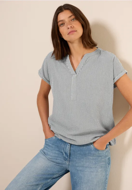 Thumbnail - Cecil Damen Seersucker Bluse in Grün, Gr: XL