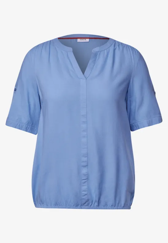 Thumbnail - Cecil Damen Split Neck Viskose-Bluse in Blau, Gr: XL