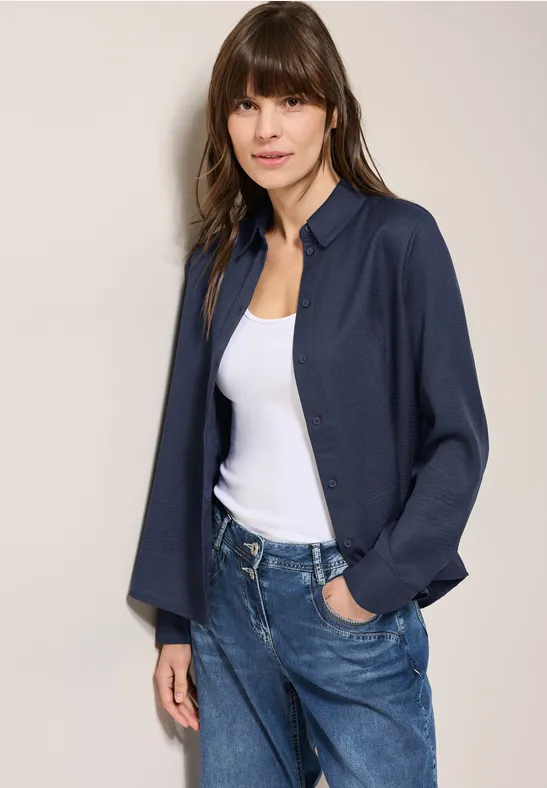 Cecil Dames Gemêleerd overhemd blouse in Blauw, Gr: XS