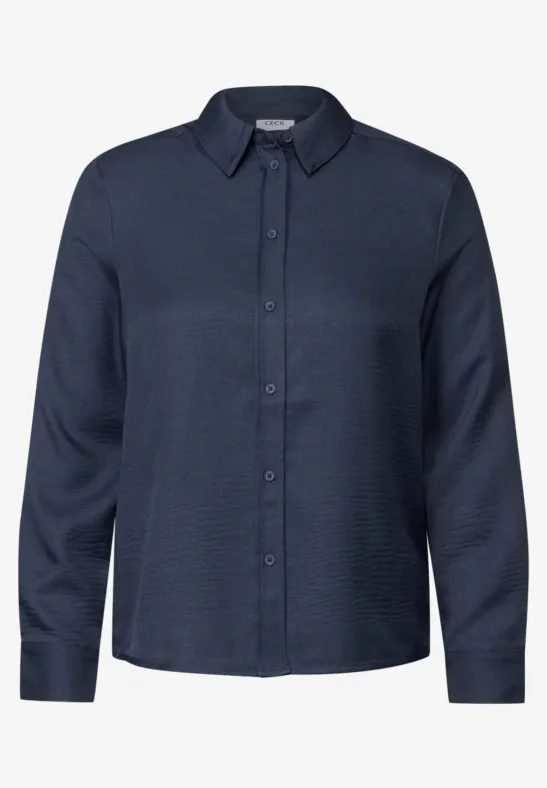 Thumbnail - Cecil Damen Melange Hemdbluse in Blau, Gr: XS